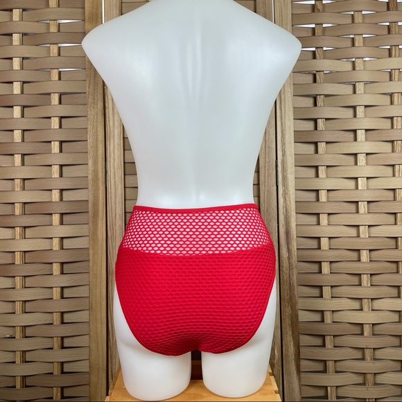 NWOT Fishnet Mesh Top High Waisted Bikini Swimsuit Bottoms - Picture 6 of 7
